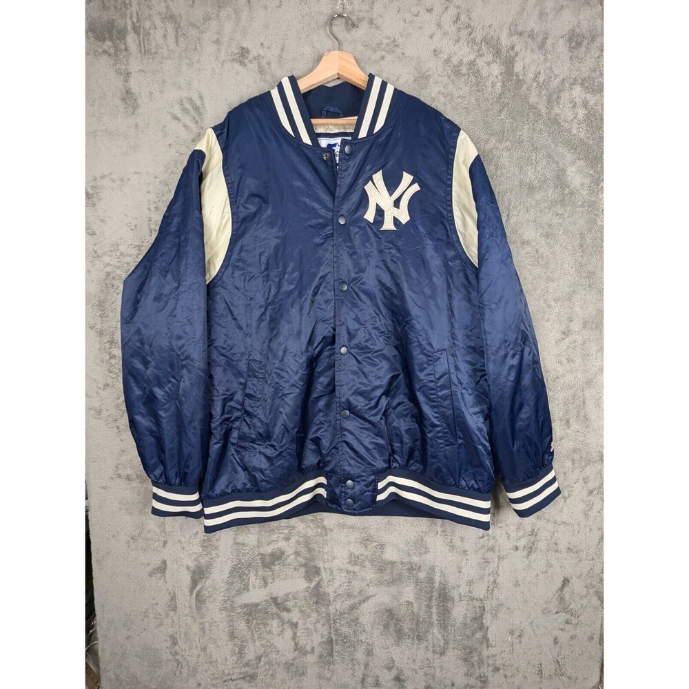 New York Yankees Starter Bomber Jacket Men's 4XL Blue Quilted Lined Logo Front